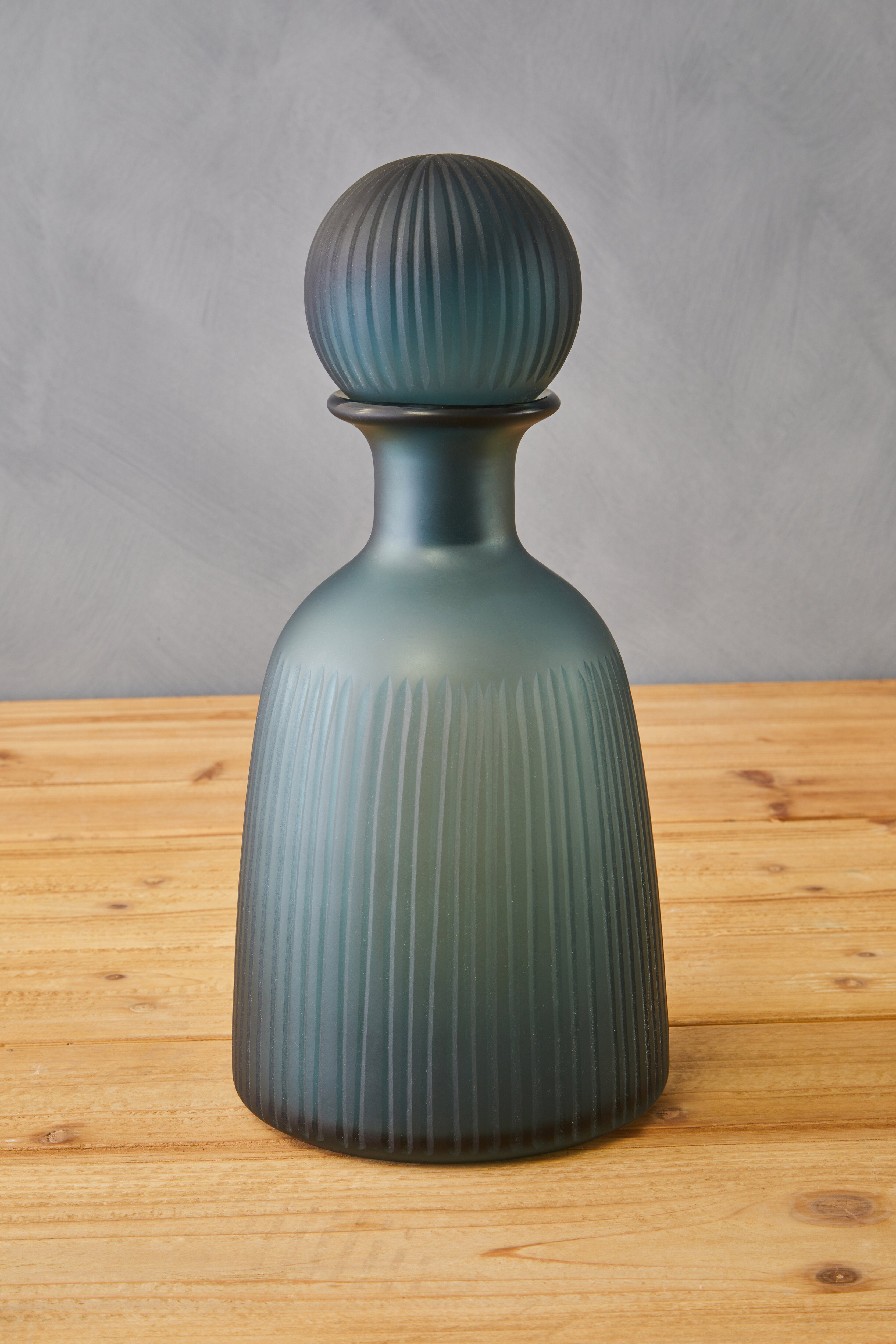 Camilla Frosted Blue Glass Bottle Vase | Medium
